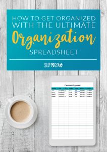 SLPs have enough to keep track of without worrying about lots of papers. This FREE ultimate organization spreadsheet allows you keep lots of data and information all in one spreadsheet, simplifying your life and decreasing clutter! Download the freebie from this blog post.