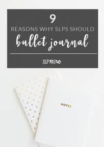 Have you jumped on the bullet journal bandwagon? I have, and I can say that I've been really happy with this system so far! I love all of the ways that I can personalize it to my needs, which is why I think a bullet journal is a great choice for other SLPs, too. Read my thoughts in this post, and check out a scope on it!