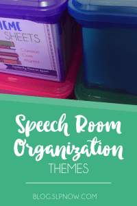 Materials overload?! Check out this blog post for ideas on how to organize your themed materials for speech therapy.