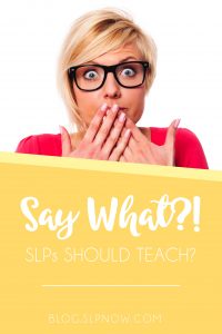 SLPs need to teach skills in therapy. Wait, what?! Learn more about how (and why) this SLP teaches skills in therapy in this blog post.