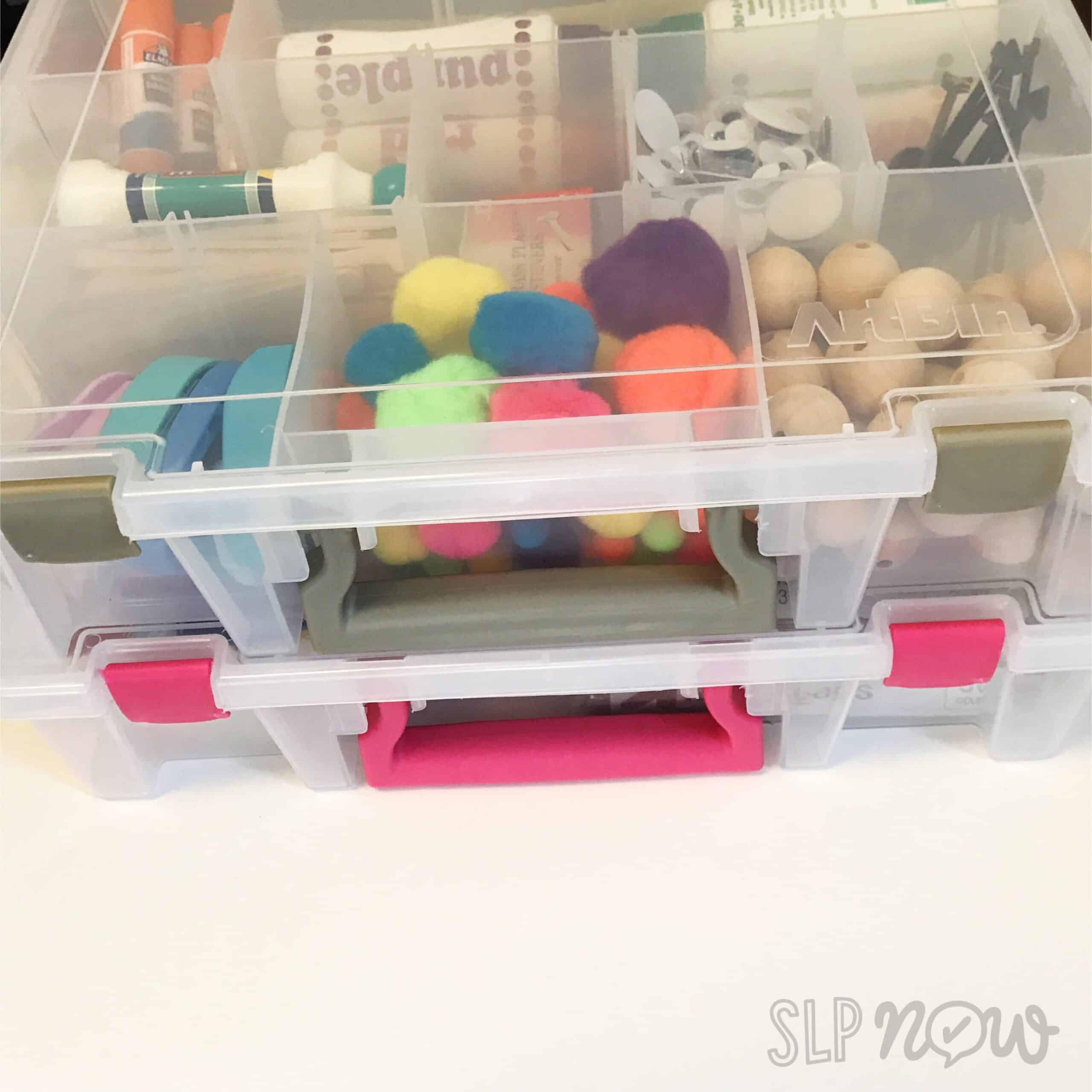 Struggling to keep your craft materials organized? Check out this post for an SLP's favorite tips and tools for craft organization!