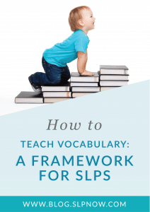 Wondering where to start with vocabulary intervention? This blog post walks through a framework that speech-language pathologists can use when targeting vocabulary goals.