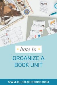 It’s an excellent idea for SLPs to use themes to organize book units in speech therapy, but it can feel like a daunting organizational task. This blog post dives into a tutorial about how to organize a book unit using the materials available in the SLP Now membership. Click through to get insight on how to shorten your planning time!