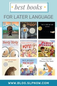 It’s not always easy to find the perfect book when you’re trying to implement literacy-based therapy with a mixed group. Because I know that struggle all too well (and am always on the hunt for amazing books to use!) I put together a series of blog posts that highlight some of my favorites. This week is all about: The Best Books For Later Language. Click through to find all 9 books, plus a brief description of each, over on the blog!