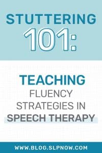 Want to learn more about teaching fluency strategies to students who stutter? Read this blog post! It goes into detail about teaching fluency strategies in speech therapy to help students overcome their stuttering barriers. There’s even a short demo video included that models a specific fluency strategy called The Cancellation Technique! Click through to read it now.