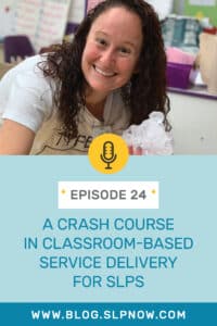 In this week's podcast episode, Dr. Lyndsey Zurawski (SLP.D + creator of the popular SLP blog, Speech to the Core) sits down with Marisha to give SLPs a crash course in classroom-based service delivery, and inclusive therapy practices. SLPs will walk away with practical tips and strategies to “push in” to classrooms and successfully collaborate with teachers, so that their students can get the most out of their therapy sessions.