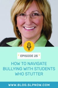 In this episode of the SLP Now podcast, Nina Reeves provides practical strategies that SLPs can use to help decrease the impact of bullying on their students by using a team-based approach. Nina provides an overview of the research related to bullying and students who stutter, and explains how SLPs can work with parents, teachers, and peers to support students who struggle with fluency and are victims of bullying.