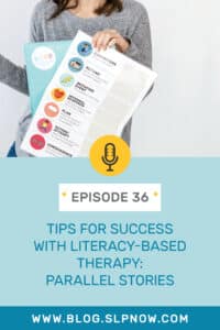 In this episode of the SLP Now podcast, Marisha dives into specific strategies that speech-language pathologists can use when implementing the fifth step of the literacy-based therapy framework: creating a parallel story. SLPs will walk away with fresh ideas and practical strategies that they can use to create parallel stories with students of all ages. Click through to read the show notes and get the link to the episode! #speechtherapy #parallelstories #SLP #SLPs #literacybasedtherapy
